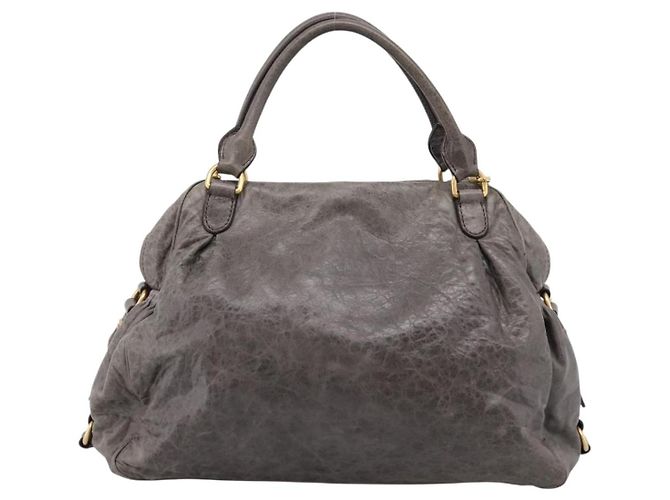 Borsa Miu Miu Vitellolux in pelle 2way Grigio Oro Auth 204126V Marrone D'oro - vista 2