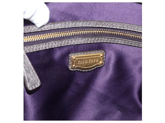 Borsa Miu Miu Vitellolux in pelle 2way Grigio Oro Auth 204126V Marrone D'oro - vista 20