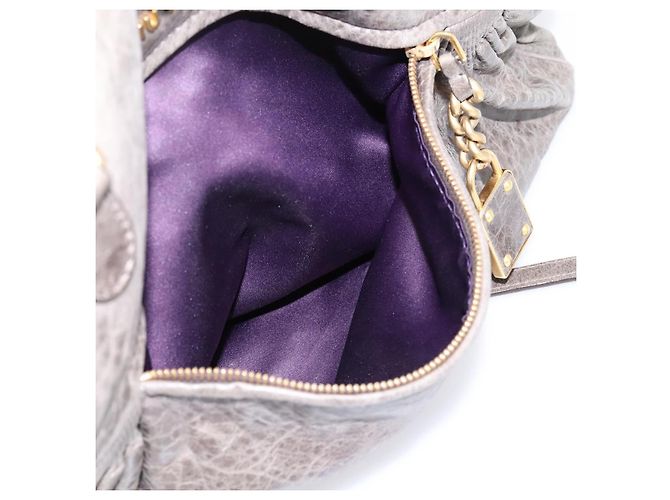Borsa Miu Miu Vitellolux in pelle 2way Grigio Oro Auth 204126V Marrone D'oro - vista 25