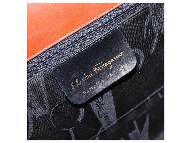 Borsa Salvatore Ferragamo Vala in pelle marrone e oro autentica 205097 D'oro - vista 12