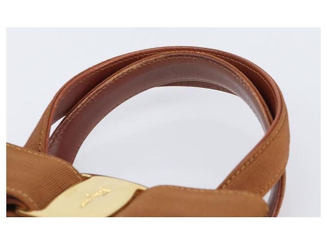 Borsa Salvatore Ferragamo Vala in pelle marrone e oro autentica 205097 D'oro - vista 14