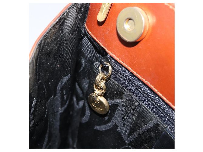 Borsa Salvatore Ferragamo Vala in pelle marrone e oro autentica 205097 D'oro - vista 21