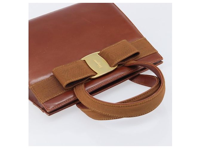 Borsa Salvatore Ferragamo Vala in pelle marrone e oro autentica 205097 D'oro - vista 6