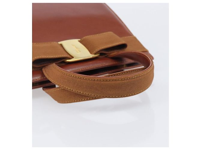 Borsa Salvatore Ferragamo Vala in pelle marrone e oro autentica 205097 D'oro - vista 7