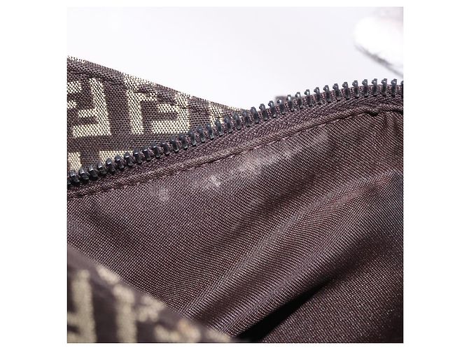 FENDI Borsa a Tracolla Mamma Baguette in Tela Zucchino Marrone 8BR036 Auth 198299V Argento - vista 11
