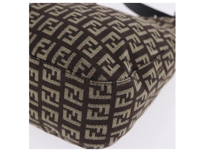 FENDI Borsa a Tracolla Mamma Baguette in Tela Zucchino Marrone 8BR036 Auth 198299V Argento - vista 17