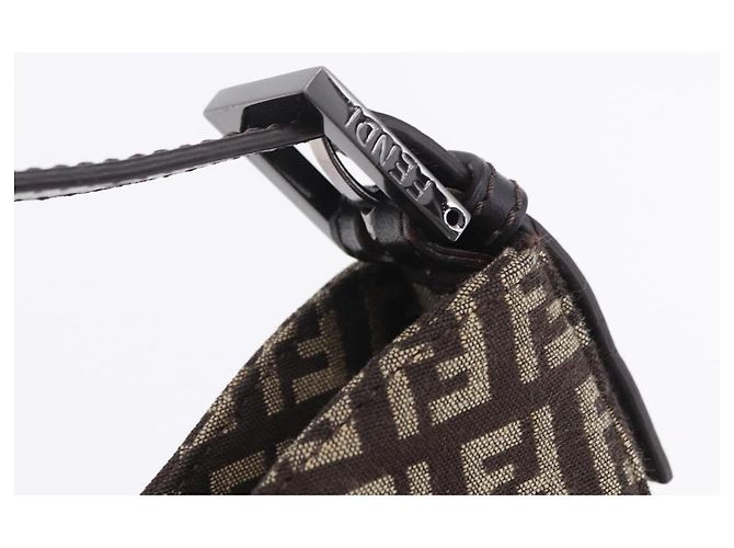 FENDI Borsa a Tracolla Mamma Baguette in Tela Zucchino Marrone 8BR036 Auth 198299V Argento - vista 21