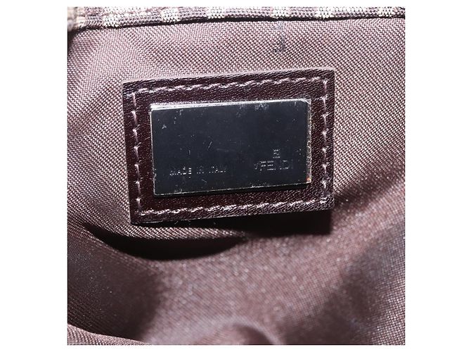 FENDI Borsa a Tracolla Mamma Baguette in Tela Zucchino Marrone 8BR036 Auth 198299V Argento - vista 25