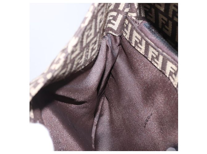 FENDI Borsa a Tracolla Mamma Baguette in Tela Zucchino Marrone 8BR036 Auth 198299V Argento - vista 26