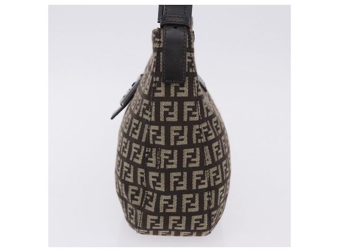 FENDI Borsa a Tracolla Mamma Baguette in Tela Zucchino Marrone 8BR036 Auth 198299V Argento - vista 3
