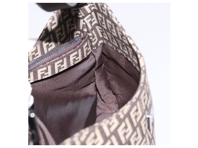 FENDI Borsa a Tracolla Mamma Baguette in Tela Zucchino Marrone 8BR036 Auth 198299V Argento - vista 30