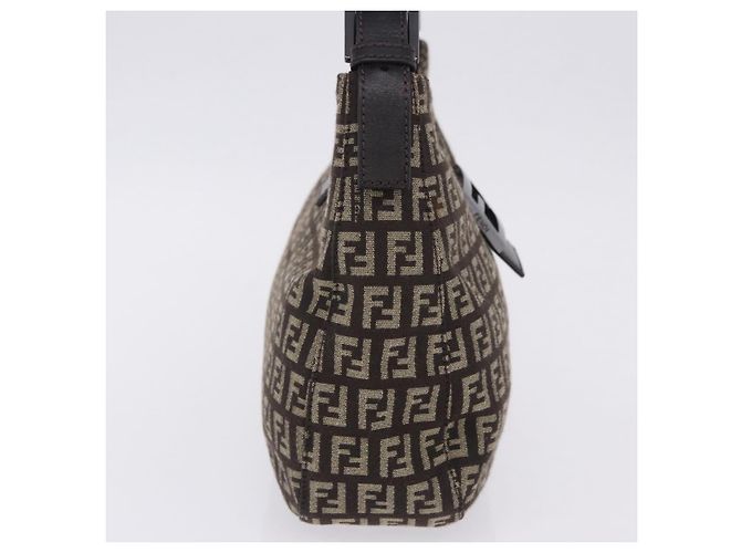 FENDI Borsa a Tracolla Mamma Baguette in Tela Zucchino Marrone 8BR036 Auth 198299V Argento - vista 4