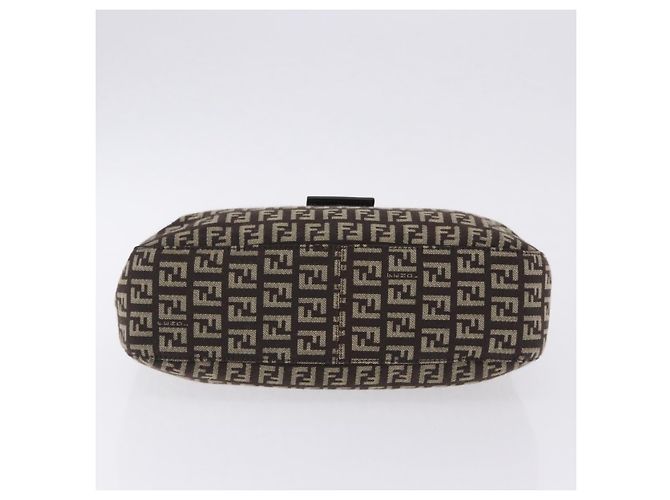 FENDI Borsa a Tracolla Mamma Baguette in Tela Zucchino Marrone 8BR036 Auth 198299V Argento - vista 6