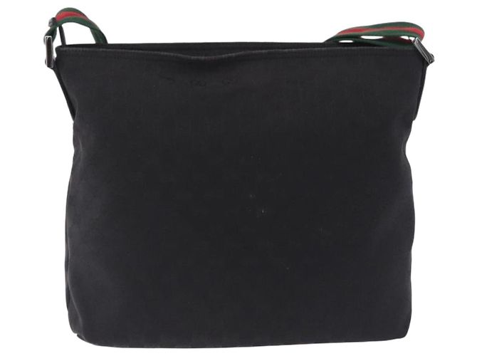 Borsa a tracolla GUCCI GG Canvas Web Sherry Line Nero Argento 189751 Auth 203232A - vista 2