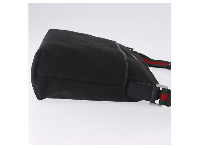 Borsa a tracolla GUCCI GG Canvas Web Sherry Line Nero Argento 189751 Auth 203232A - vista 4