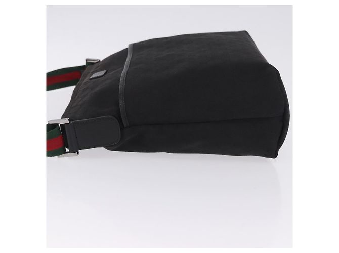 Borsa a tracolla GUCCI GG Canvas Web Sherry Line Nero Argento 189751 Auth 203232A - vista 5