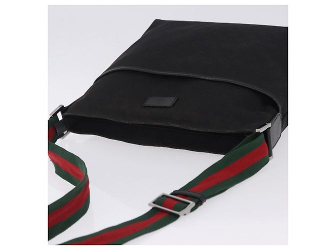 Borsa a tracolla GUCCI GG Canvas Web Sherry Line Nero Argento 189751 Auth 203232A - vista 7