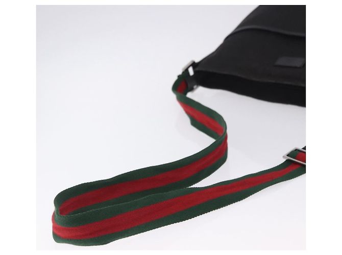 Borsa a tracolla GUCCI GG Canvas Web Sherry Line Nero Argento 189751 Auth 203232A - vista 8