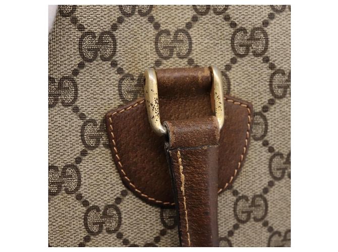 Borsa Tote GUCCI GG Supreme PVC Beige Gold Auth 203643 D'oro - vista 10
