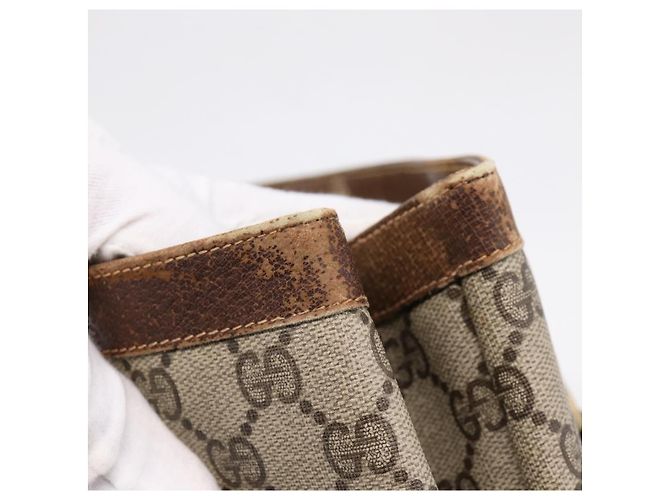 Borsa Tote GUCCI GG Supreme PVC Beige Gold Auth 203643 D'oro - vista 19