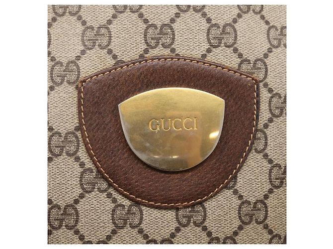 Borsa Tote GUCCI GG Supreme PVC Beige Gold Auth 203643 D'oro - vista 20