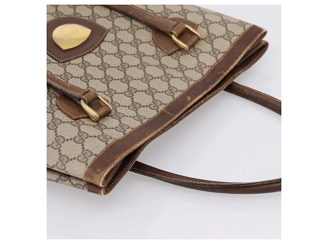 Borsa Tote GUCCI GG Supreme PVC Beige Gold Auth 203643 D'oro - vista 6
