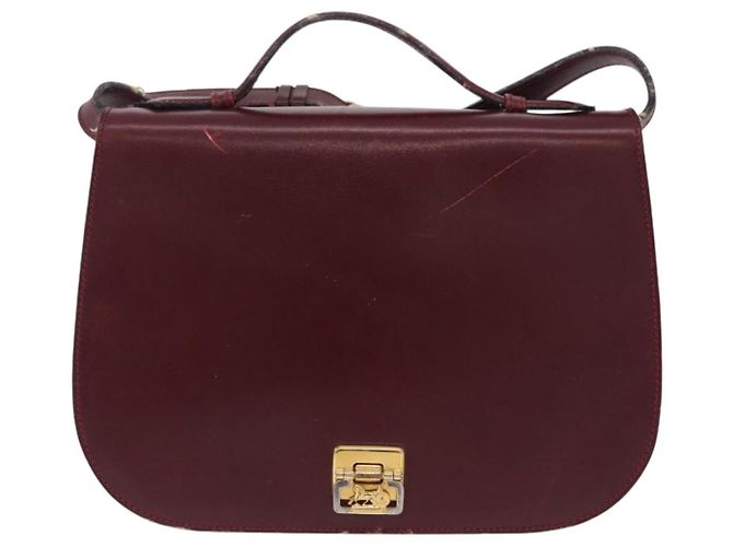 Céline CELINE Borsa a tracolla Horse Carriage in pelle 2way Bordeaux Gold Auth 201084 D'oro Bordò - vista 13