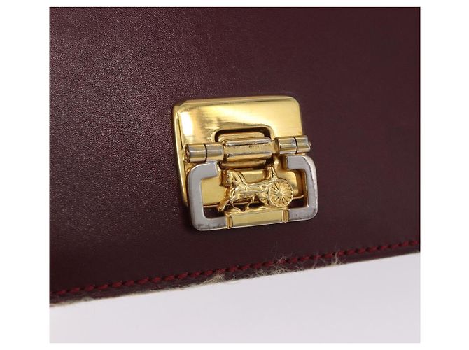 Céline CELINE Borsa a tracolla Horse Carriage in pelle 2way Bordeaux Gold Auth 201084 D'oro Bordò - vista 21