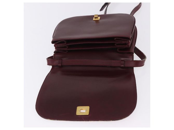 Céline CELINE Borsa a tracolla Horse Carriage in pelle 2way Bordeaux Gold Auth 201084 D'oro Bordò - vista 22
