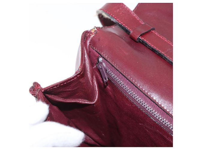 Céline CELINE Borsa a tracolla Horse Carriage in pelle 2way Bordeaux Gold Auth 201084 D'oro Bordò - vista 30