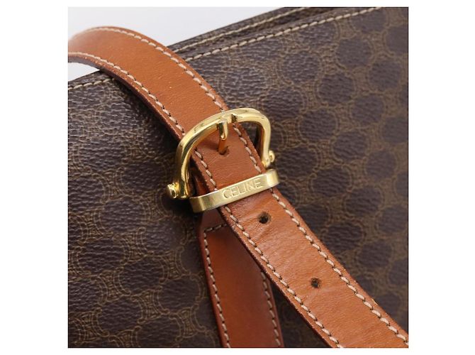 Céline CELINE Macadam Canvas Tote Bag PVC Leder Braun Gold Auth 203674A Golden - Ansicht 18