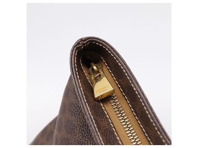 Céline CELINE Macadam Canvas Tote Bag PVC Leder Braun Gold Auth 203674A Golden - Ansicht 19