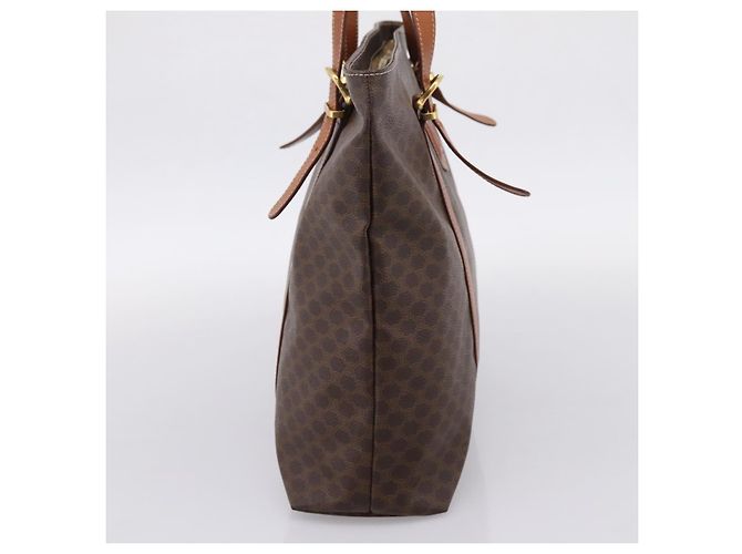 Céline CELINE Macadam Canvas Tote Bag PVC Leder Braun Gold Auth 203674A Golden - Ansicht 3