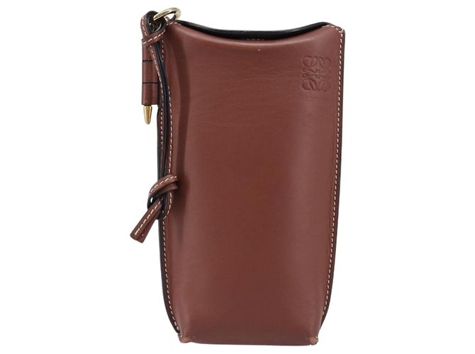 LOEWE Handytasche aus Leder Braun Gold Auth 200754 Golden - Ansicht 13