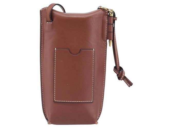 LOEWE Handytasche aus Leder Braun Gold Auth 200754 Golden - Ansicht 2