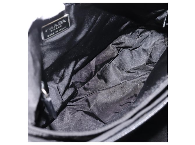PRADA Shoulder Bag Nylon Black Silver Auth 204590A Silvery - view 11