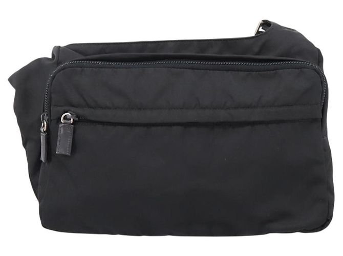PRADA Shoulder Bag Nylon Black Silver Auth 204590A Silvery - view 13