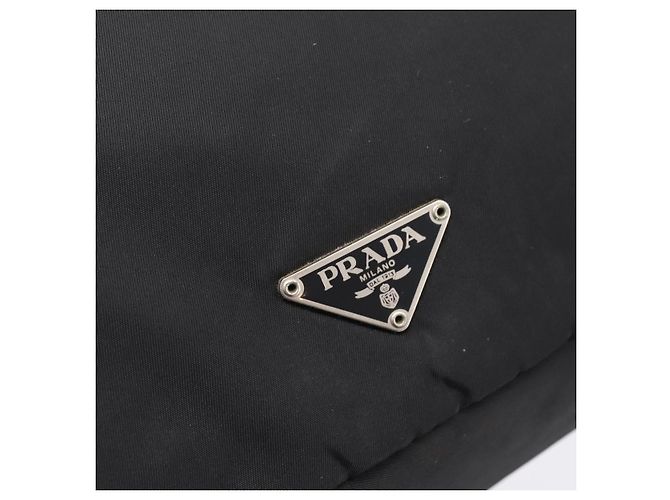 PRADA Shoulder Bag Nylon Black Silver Auth 204590A Silvery - view 19