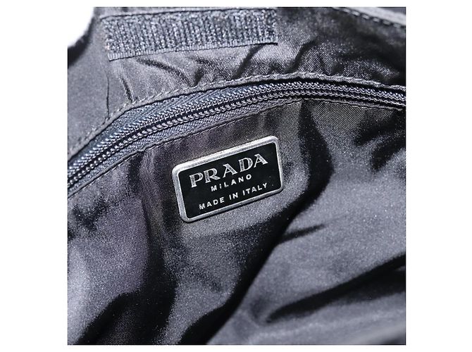 PRADA Shoulder Bag Nylon Black Silver Auth 204590A Silvery - view 21
