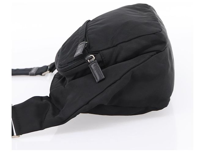 PRADA Shoulder Bag Nylon Black Silver Auth 204590A Silvery - view 3