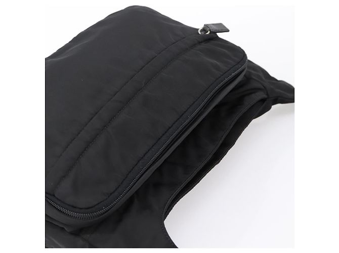 PRADA Shoulder Bag Nylon Black Silver Auth 204590A Silvery - view 6