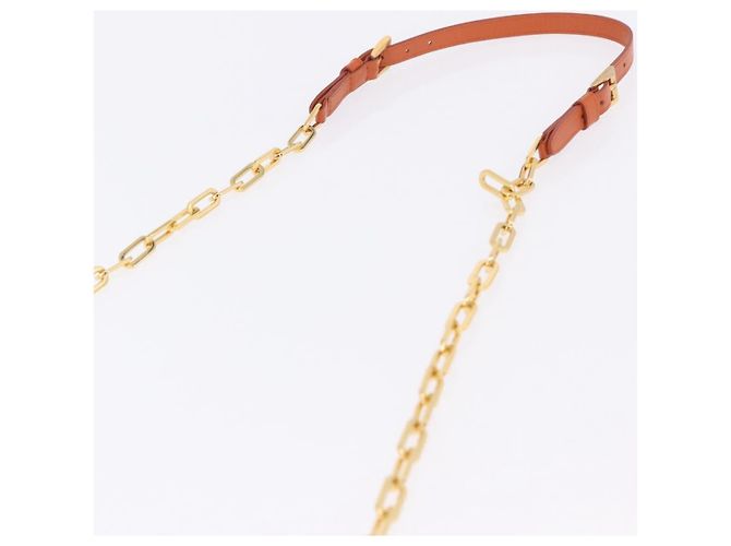 Portafoglio a spalla con catena PRADA in pelle Saffiano Arancione Tono Oro Auth ka6249 - vista 15