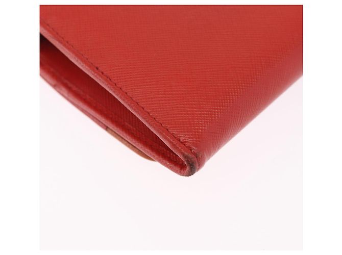 Portafoglio a spalla con catena PRADA in pelle Saffiano Arancione Tono Oro Auth ka6249 - vista 19