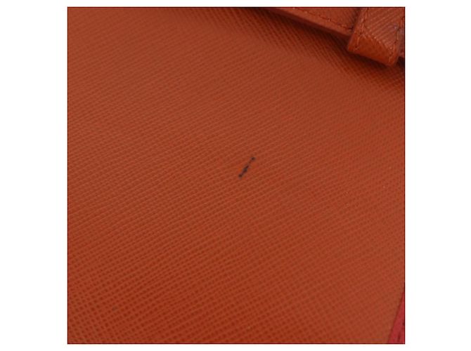 Portafoglio a spalla con catena PRADA in pelle Saffiano Arancione Tono Oro Auth ka6249 - vista 23