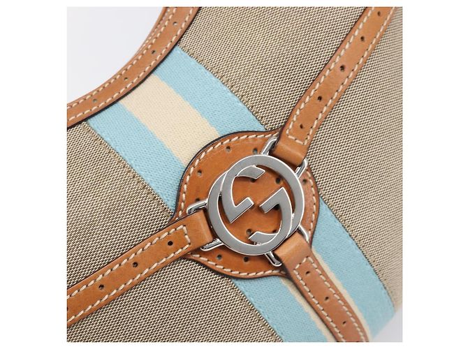 Borsa a tracolla GUCCI Interlocking Canvas Beige Silver 114869 Auth 204577V Argento - vista 18