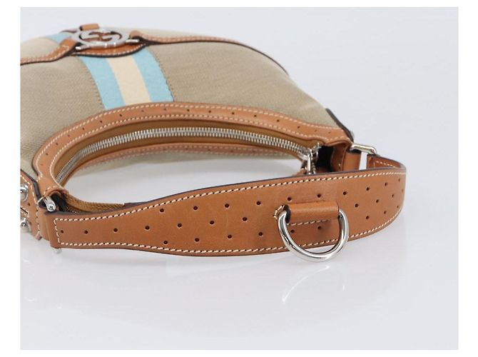 Borsa a tracolla GUCCI Interlocking Canvas Beige Silver 114869 Auth 204577V Argento - vista 7