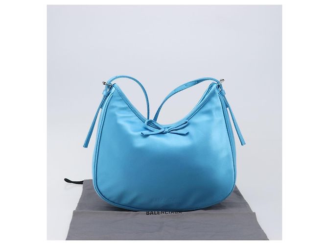 Bolso de hombro BALENCIAGA Satin Blue Silver Auth 203660V Plata Azul - vista 12