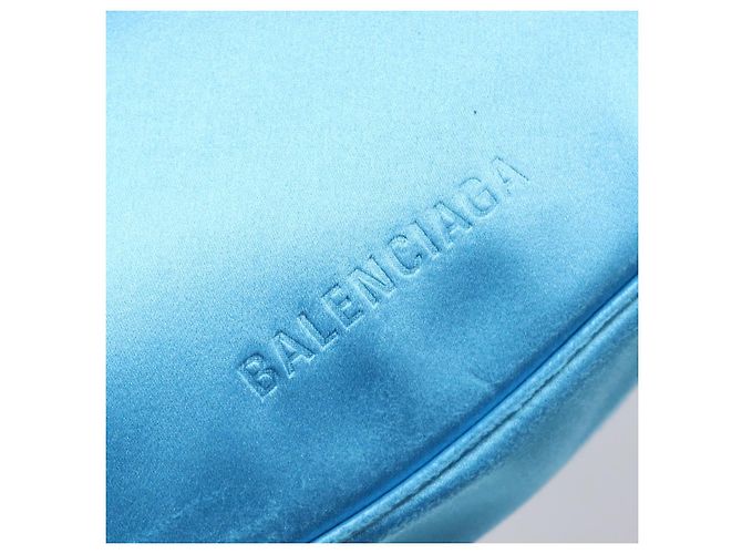 Bolso de hombro BALENCIAGA Satin Blue Silver Auth 203660V Plata Azul - vista 20