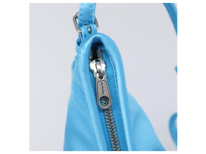 Bolso de hombro BALENCIAGA Satin Blue Silver Auth 203660V Plata Azul - vista 22