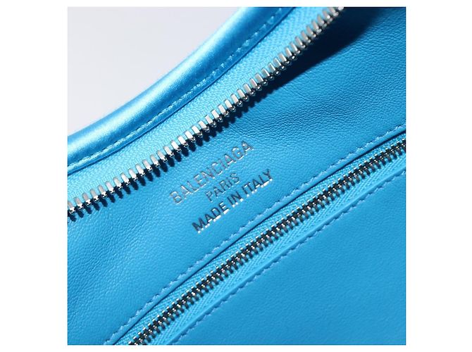 Bolso de hombro BALENCIAGA Satin Blue Silver Auth 203660V Plata Azul - vista 23